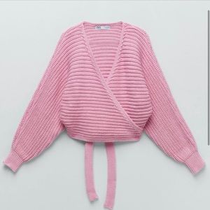 Zara Pink Knit Wrap Cardigan w/
Front Tie